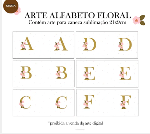 Arquivo Sublimação Alfabeto Floral Verde Sublimação