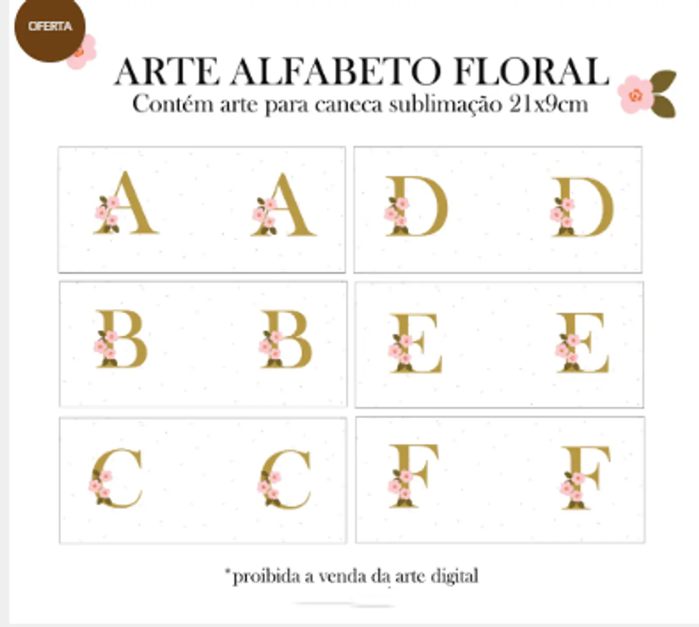 Arquivo Sublimação Alfabeto Floral Verde Sublimação 1