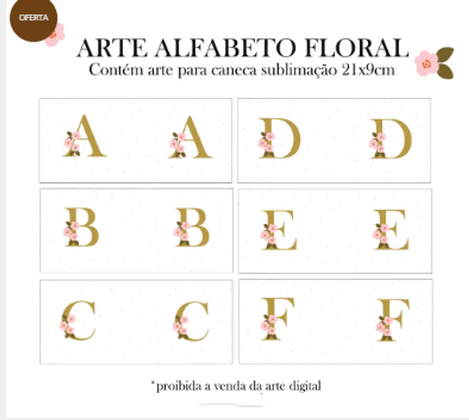 Arquivo Sublimação Alfabeto Floral Verde Sublimação 1