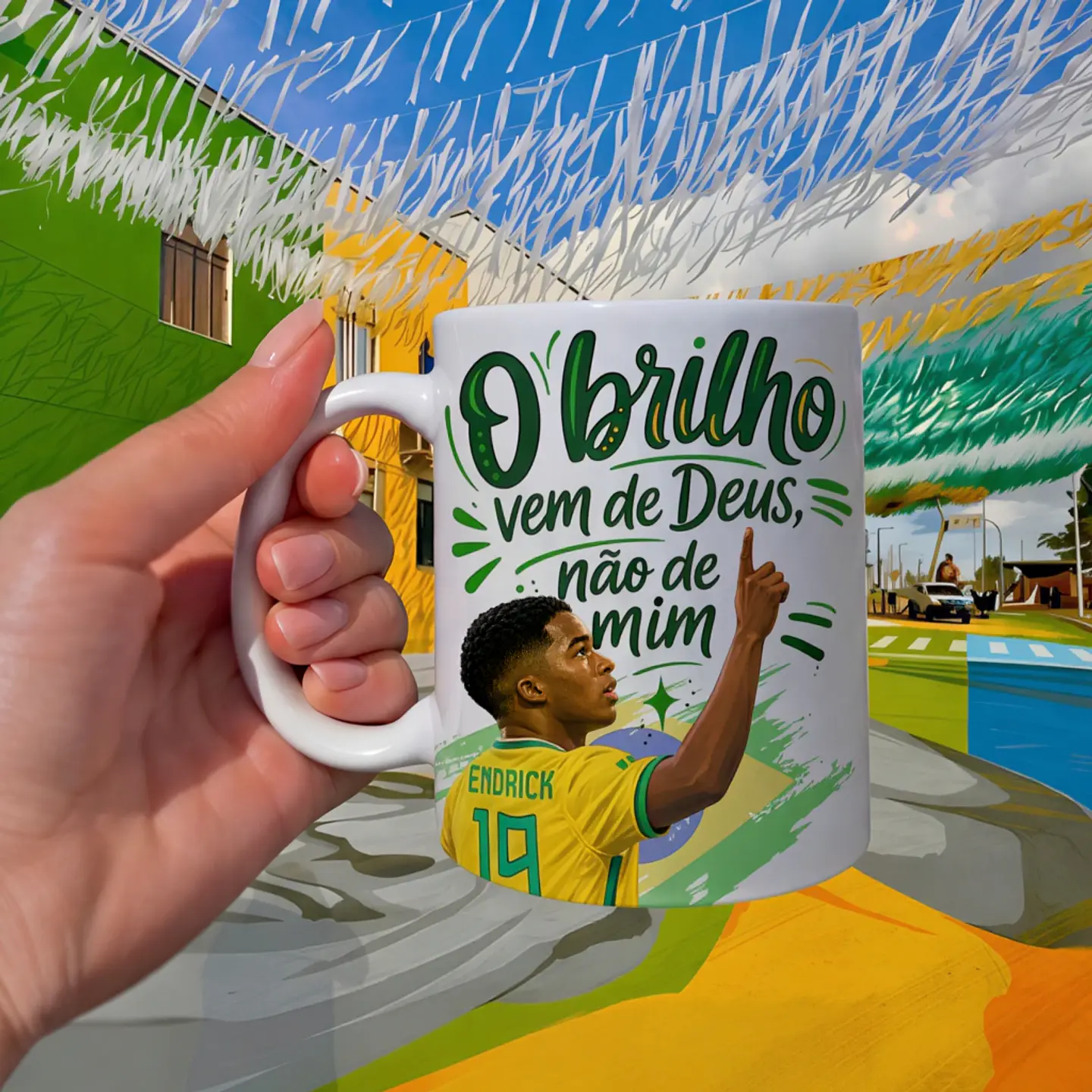 Arquivo Sublimação Caneca Copa do Mundo - Endrik O brilho vem de Deus, não de mim 1