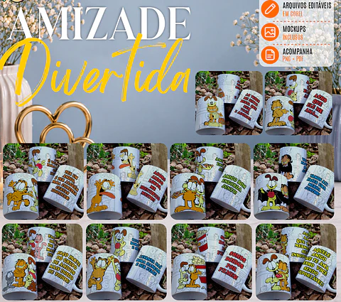 Arquivo Sublimação Pack Canecas Amizade Divertida