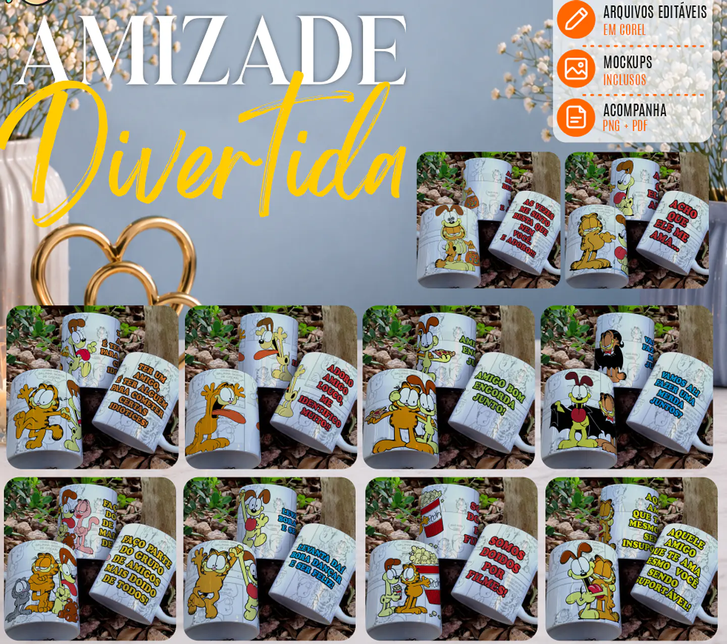 Arquivo Sublimação Pack Canecas Amizade Divertida 1