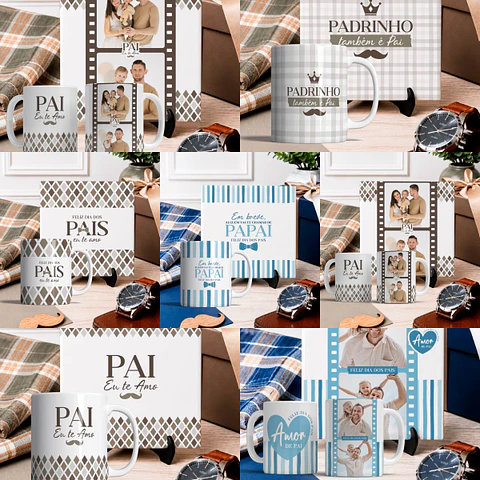 Arquivo Sublimação Pack Canecas E azulejos Dia dos Pais 2026