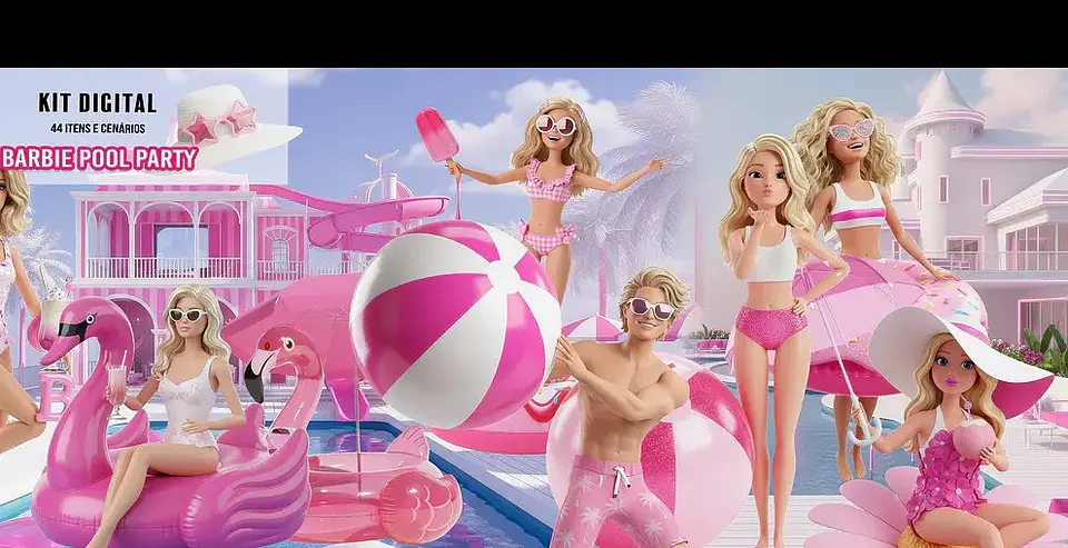 Arquivo Kit Digital Barbie Pool Party 1