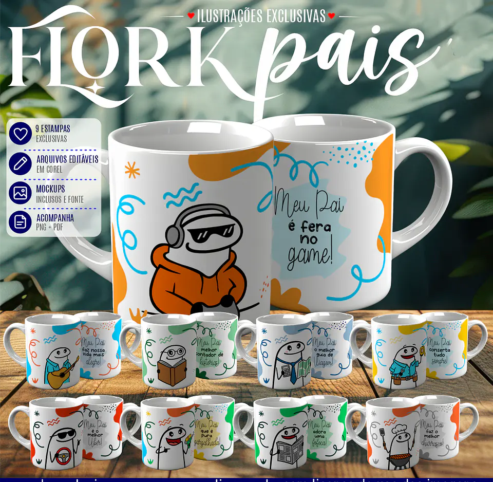 Arquivo Sublimação Flork Dia dos Pais V2 Caneca 1