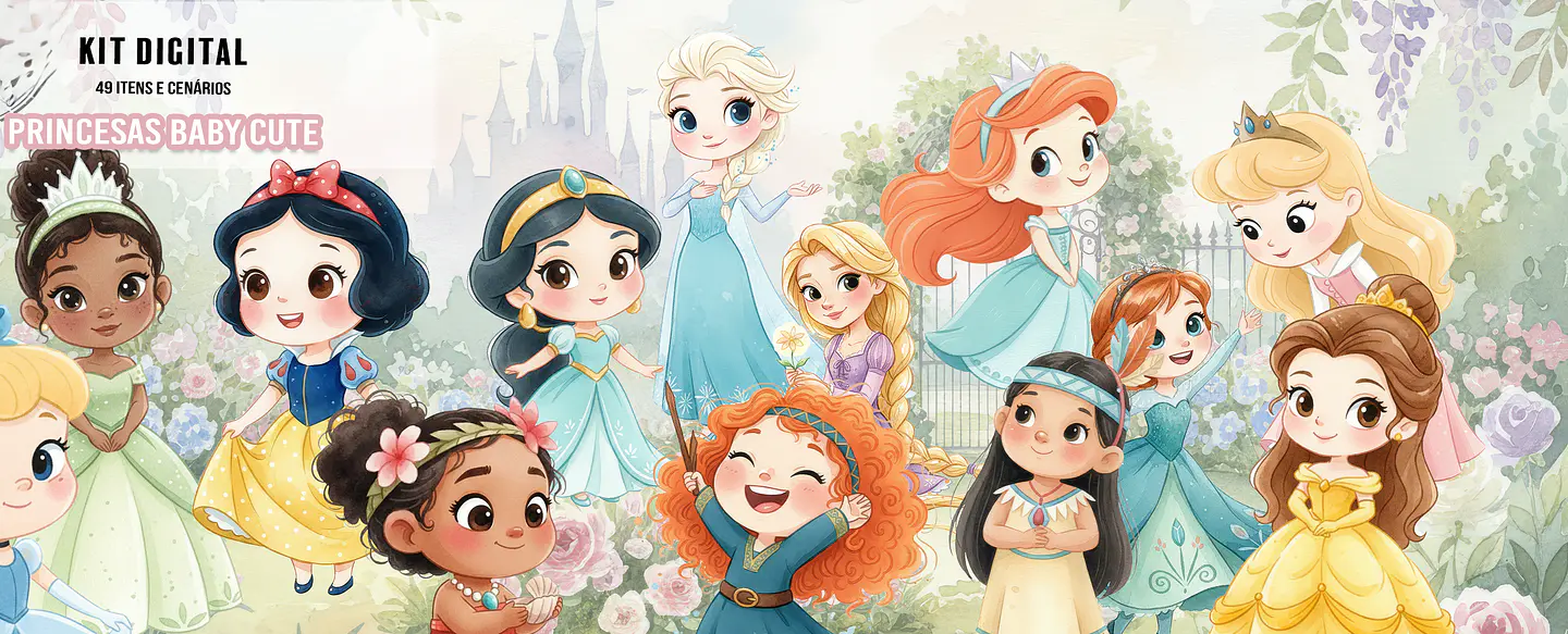 Arquivo Kit Digital Princesas Baby Cute 1
