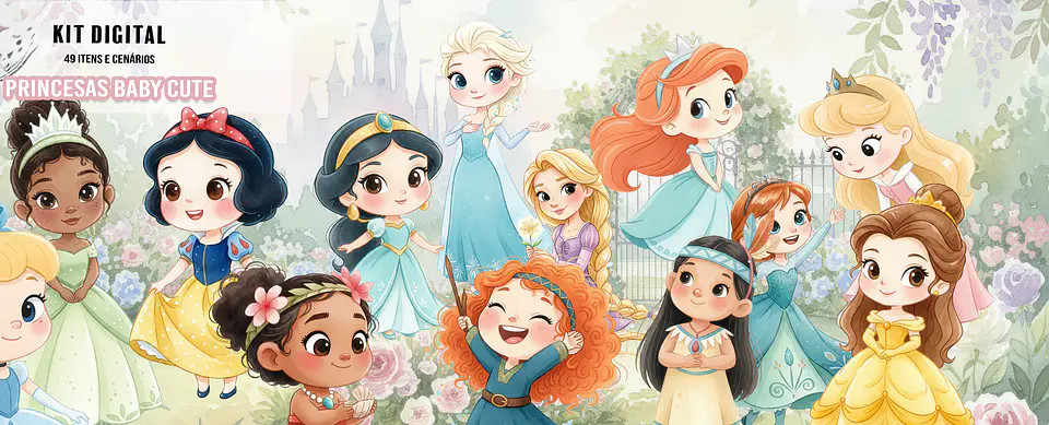 Arquivo Kit Digital Princesas Baby Cute 1