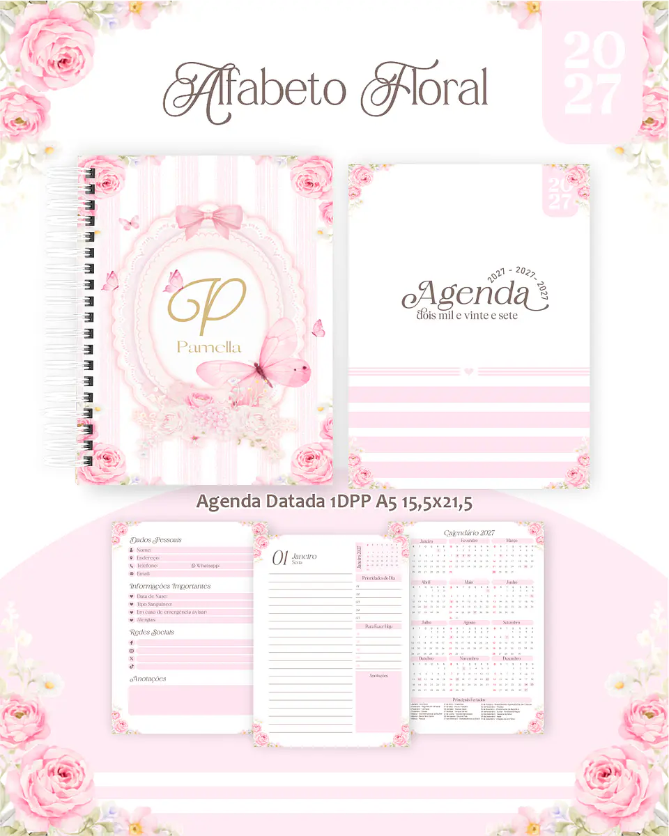 Arquivo Encadernação Alfabeto Floral Combo 2027 3