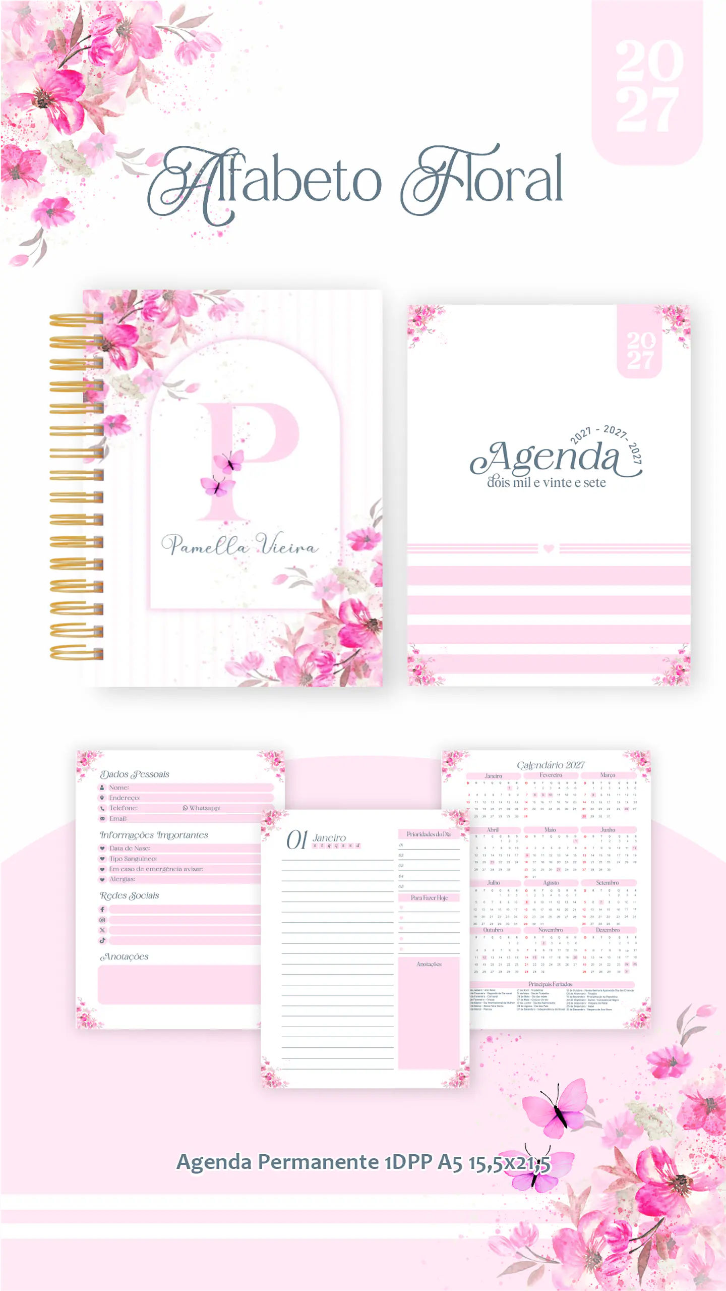 Arquivo Encadernação Alfabeto Floral Combo 2027 3