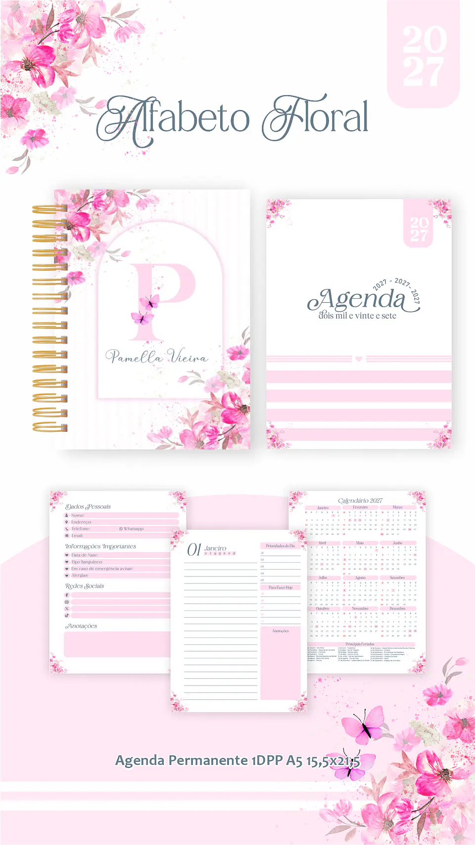 Arquivo Encadernação Alfabeto Floral Combo 2027 3