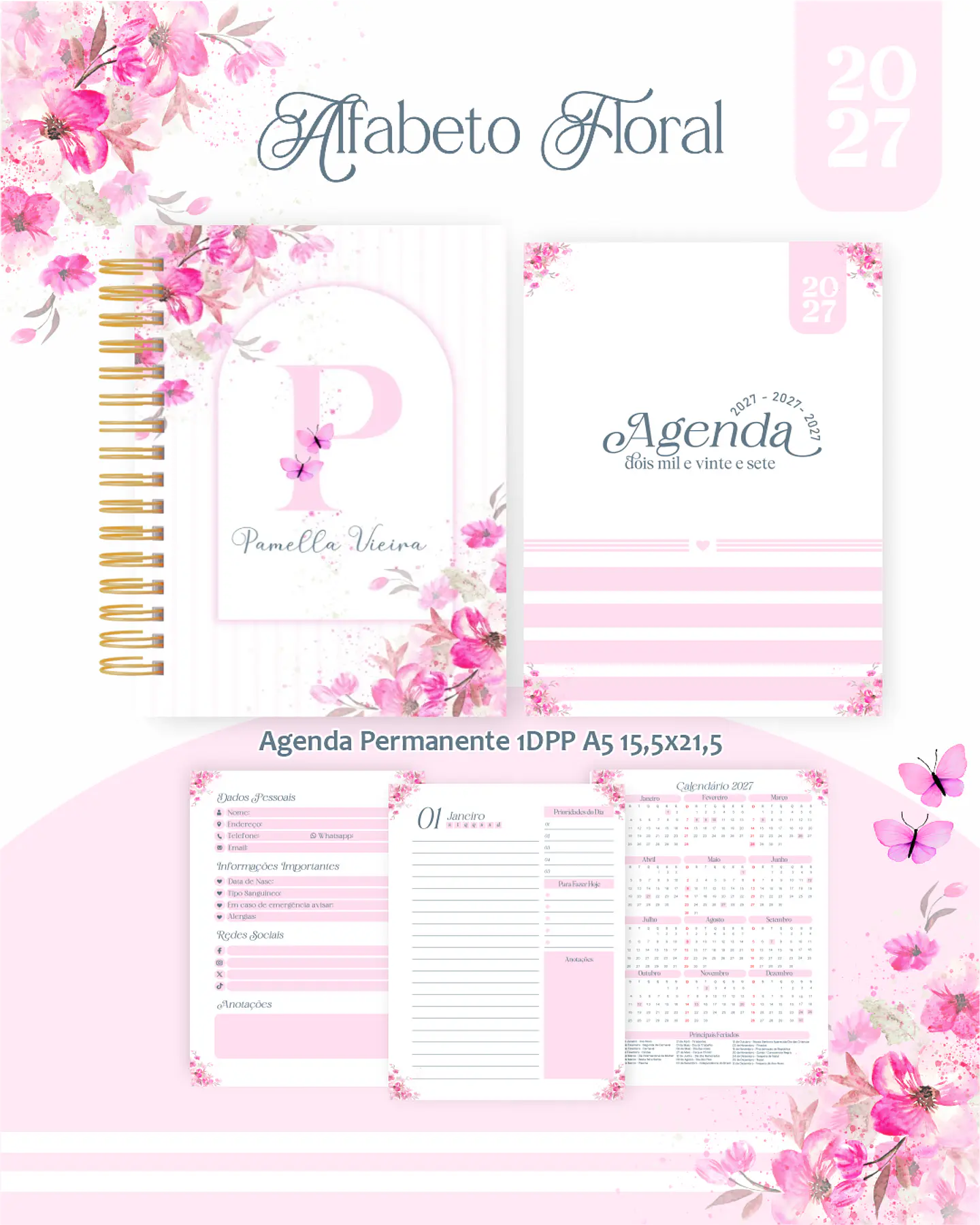 Arquivo Encadernação Alfabeto Floral Combo 2027 5