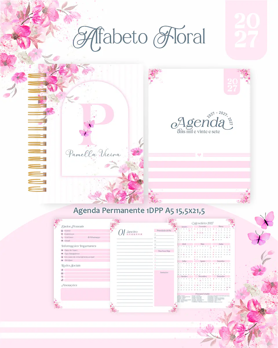 Arquivo Encadernação Alfabeto Floral Combo 2027 5