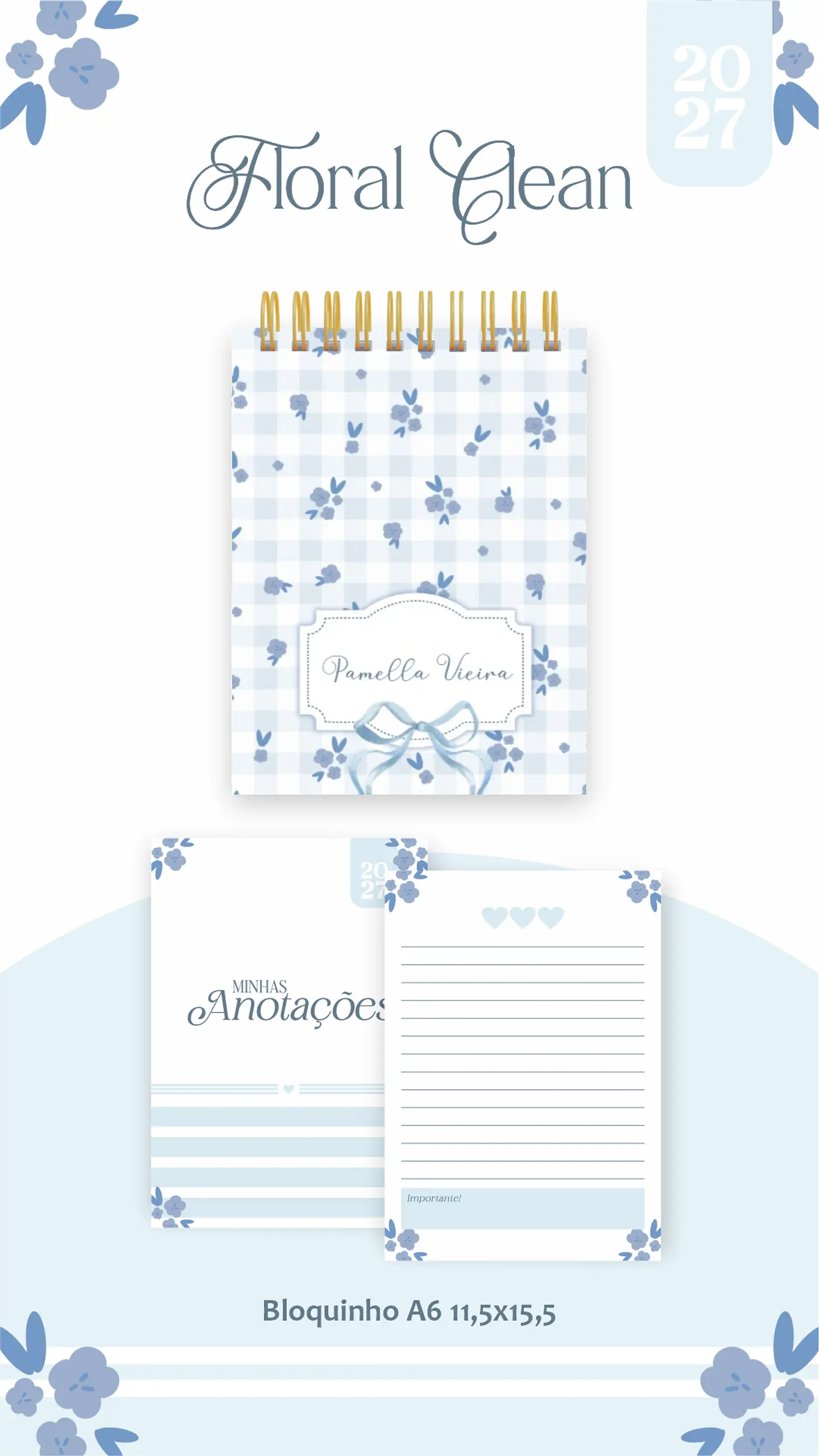 Arquivo Encadernação Floral Clean Combo 2027 2