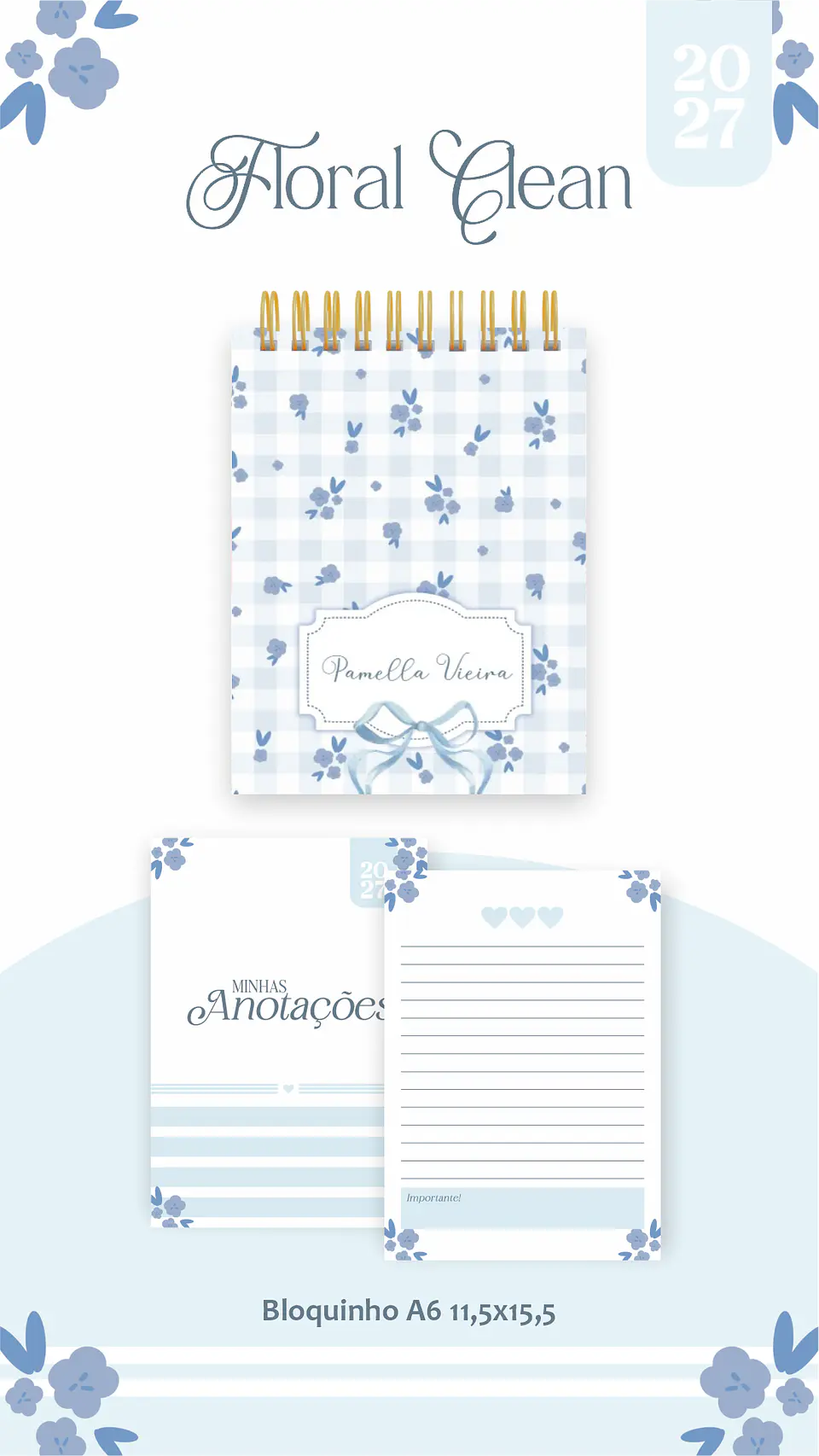 Arquivo Encadernação Floral Clean Combo 2027 2