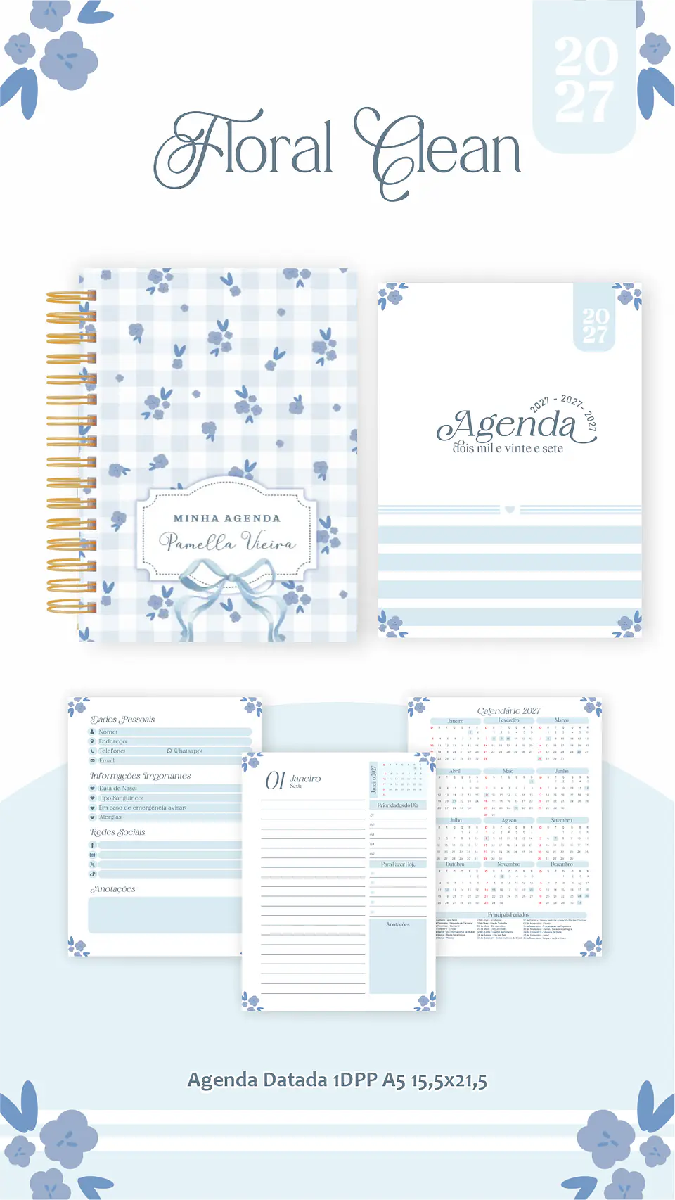 Arquivo Encadernação Floral Clean Combo 2027 3