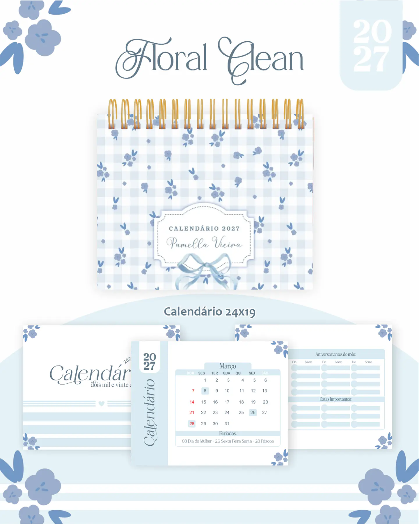 Arquivo Encadernação Floral Clean Combo 2027 4