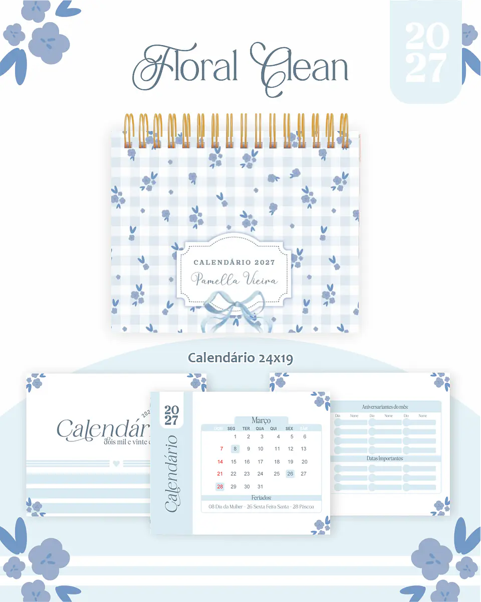 Arquivo Encadernação Floral Clean Combo 2027 4