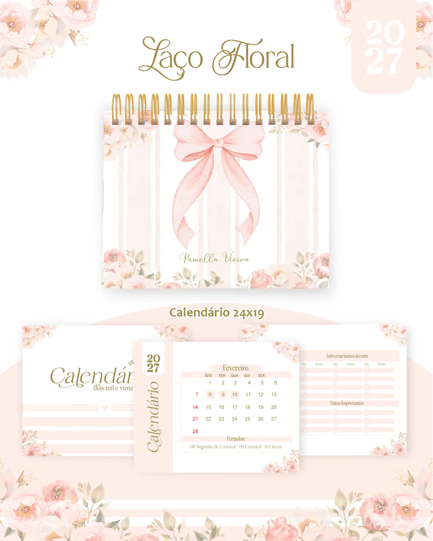 Arquivo Encadernação Laço Floral Combo 2027 2