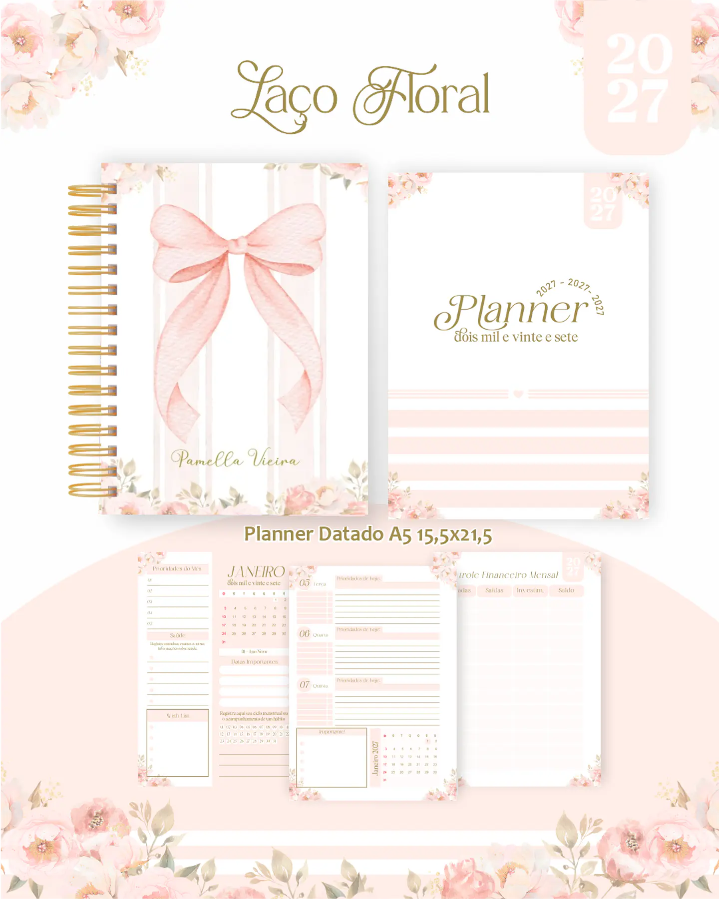Arquivo Encadernação Laço Floral Combo 2027 3