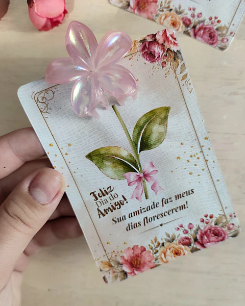 Arquivo Dia do Amigo Card Presilha Flor 