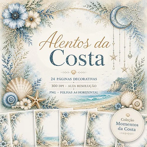 Arquivo Kit Digital Alentos da Costa Folhas Decorativas