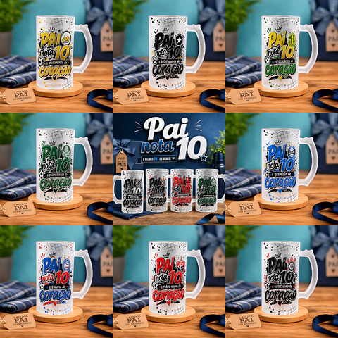 Arquivo Sublimação Caneca Chopp Pai Nota 10