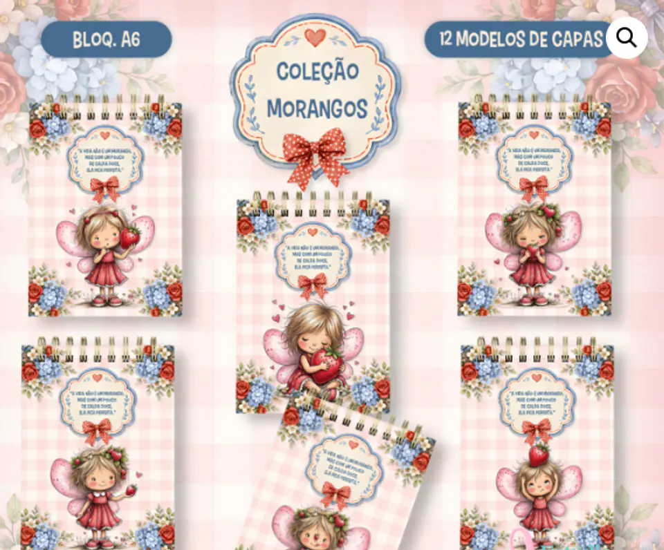 Arquivo Bloquinho A6 Coleção Morangos – 12 em 1 1