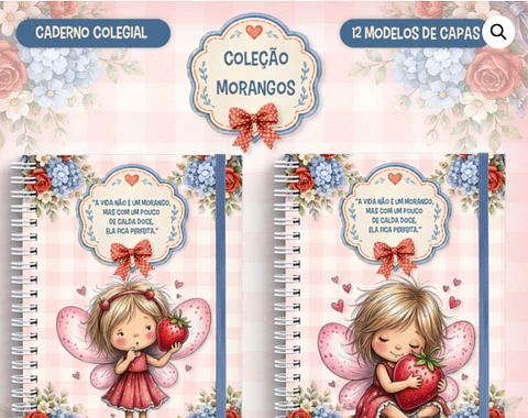 Arquivo Caderno Colegial Coleção Morangos – 12 em1