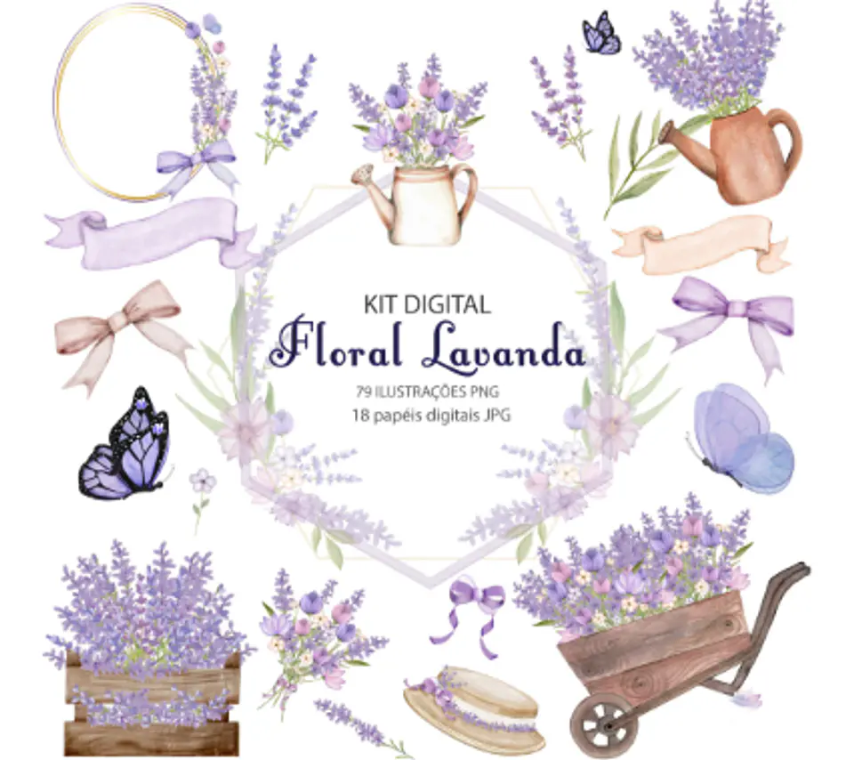 Arquivo Kit Digital Floral Lavanda 1