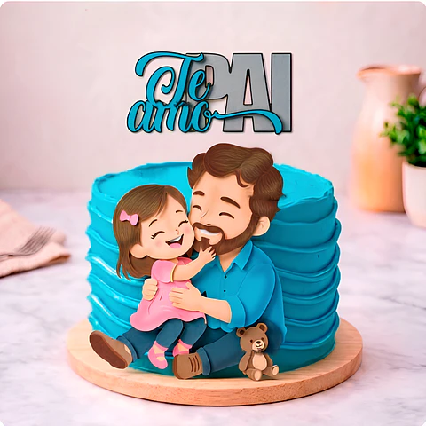 Arquivo Topo de Bolo Te Amo Pai Menina com o Pai