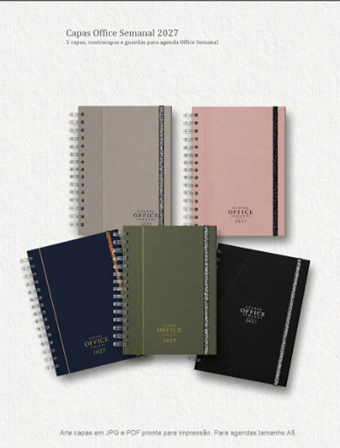 Arquivo Kit 5 capas A5 para Agenda Office Semanal 2027