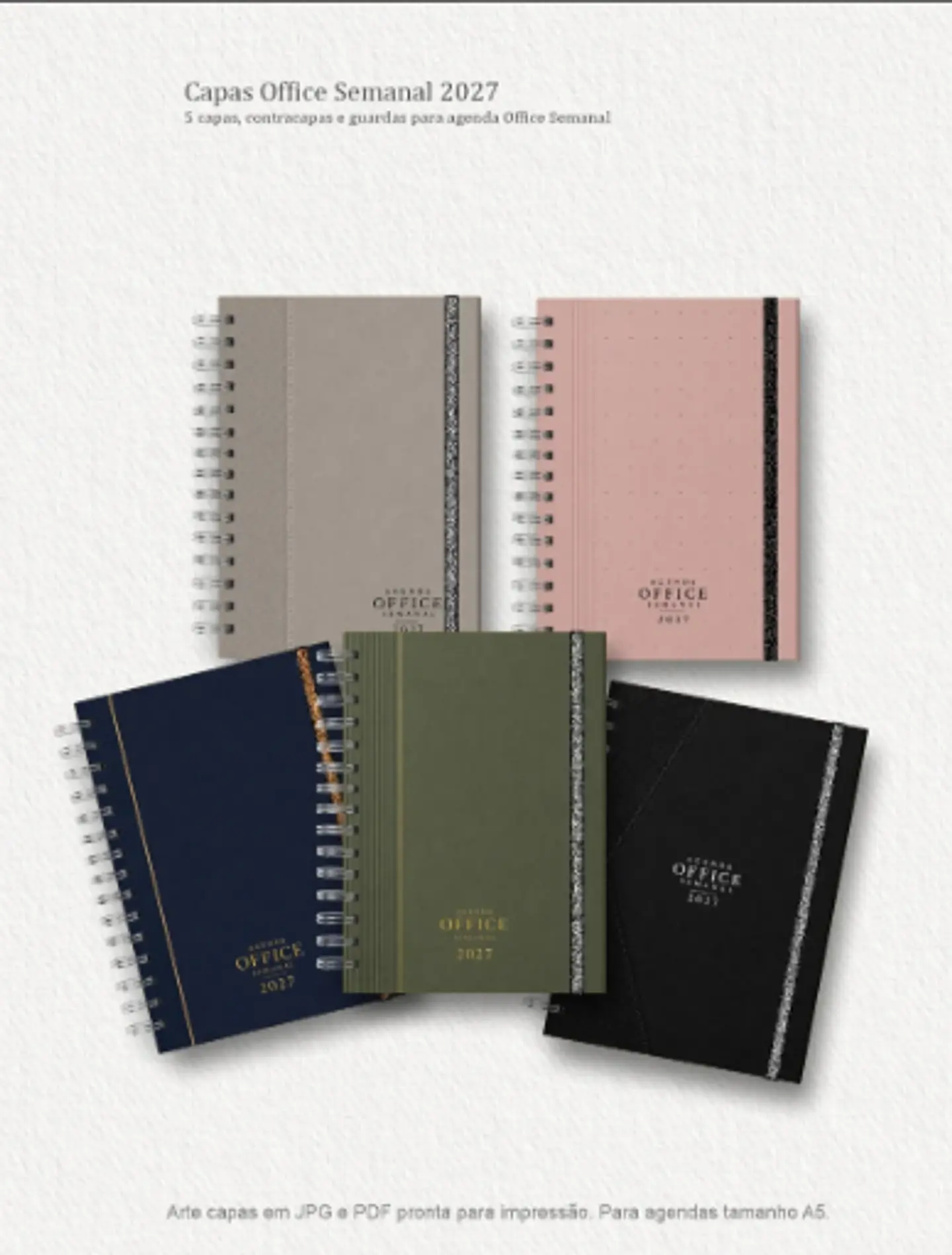 Arquivo Kit 5 capas A5 para Agenda Office Semanal 2027 1