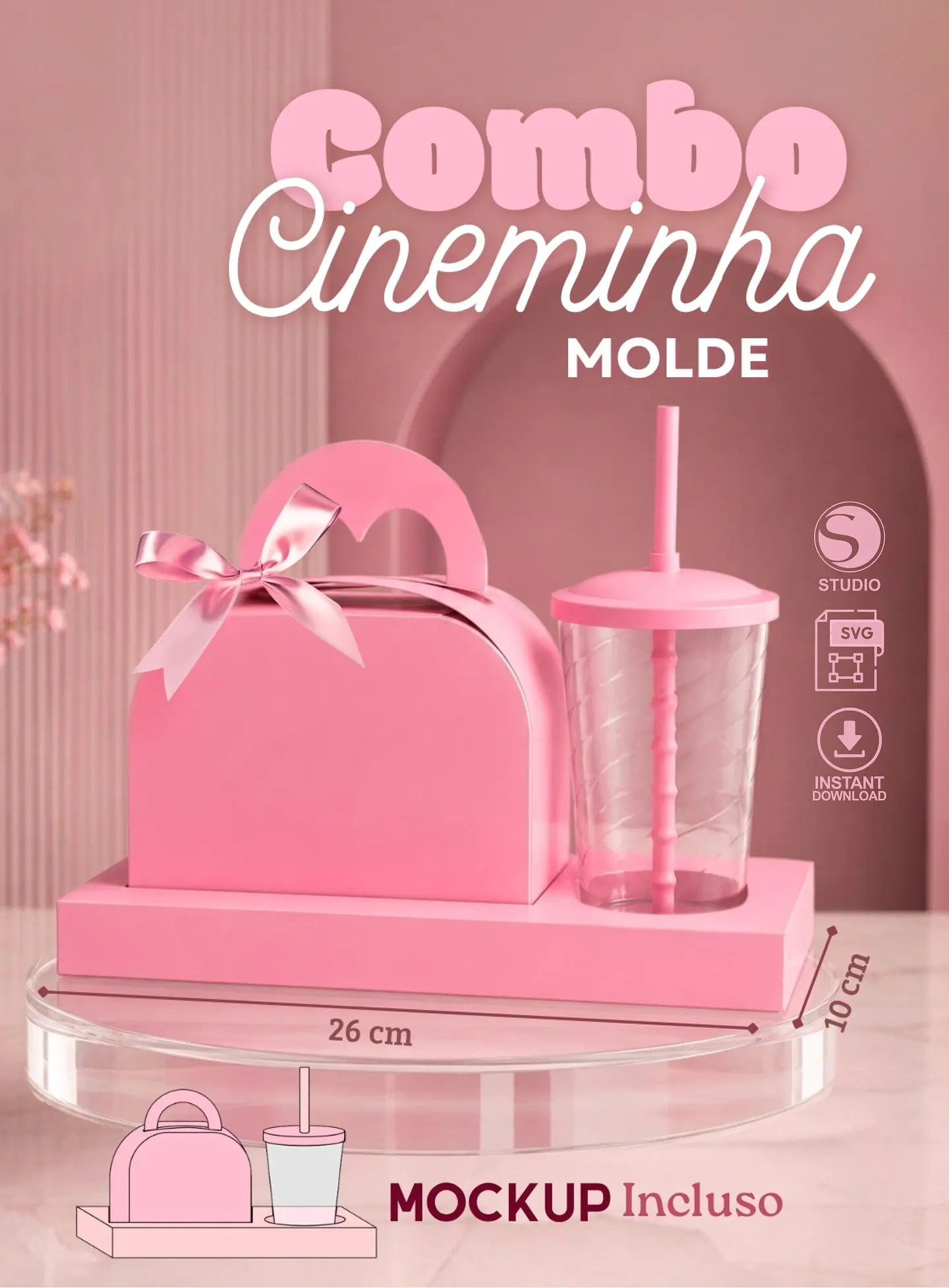 Arquivo De Corte Molde Kit Cinema com Maletinha e Copo 1
