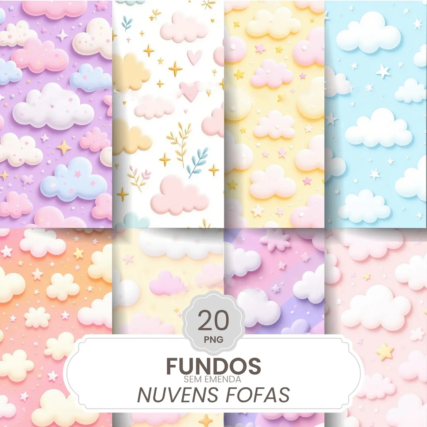Arquivo Kit Digital Fundos Nuvens fofas 1