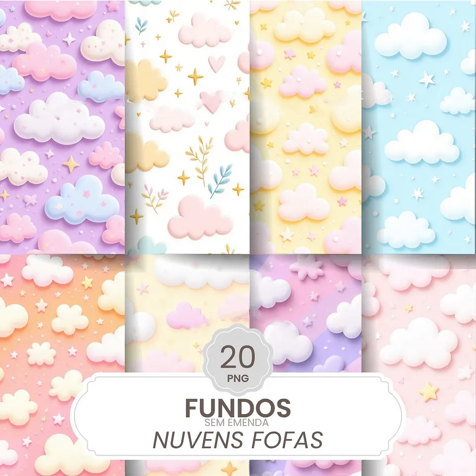 Arquivo Kit Digital Fundos Nuvens fofas 1