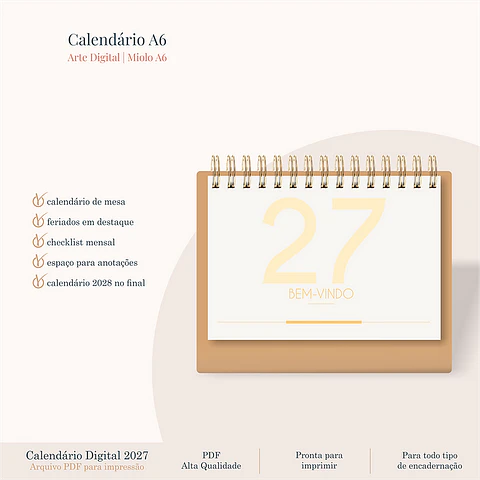 Arquivo Calendário A6 - Horizontal - 2027