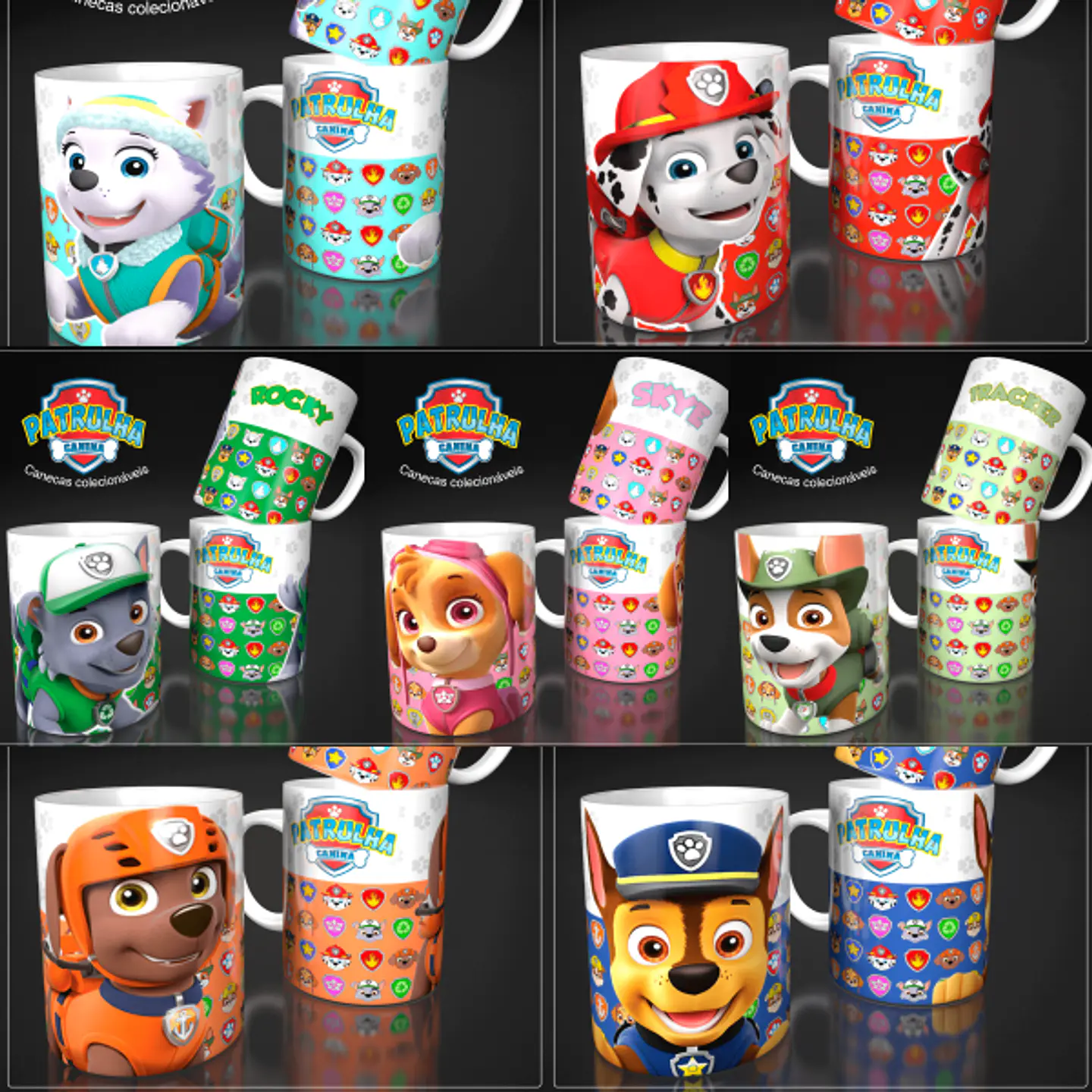 Arquivo Sublimação Canecas Patrulha Canina 1