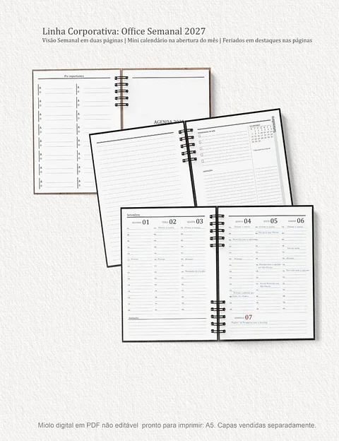 Arquivo Encadernação Miolo Agenda Office Semanal 2027