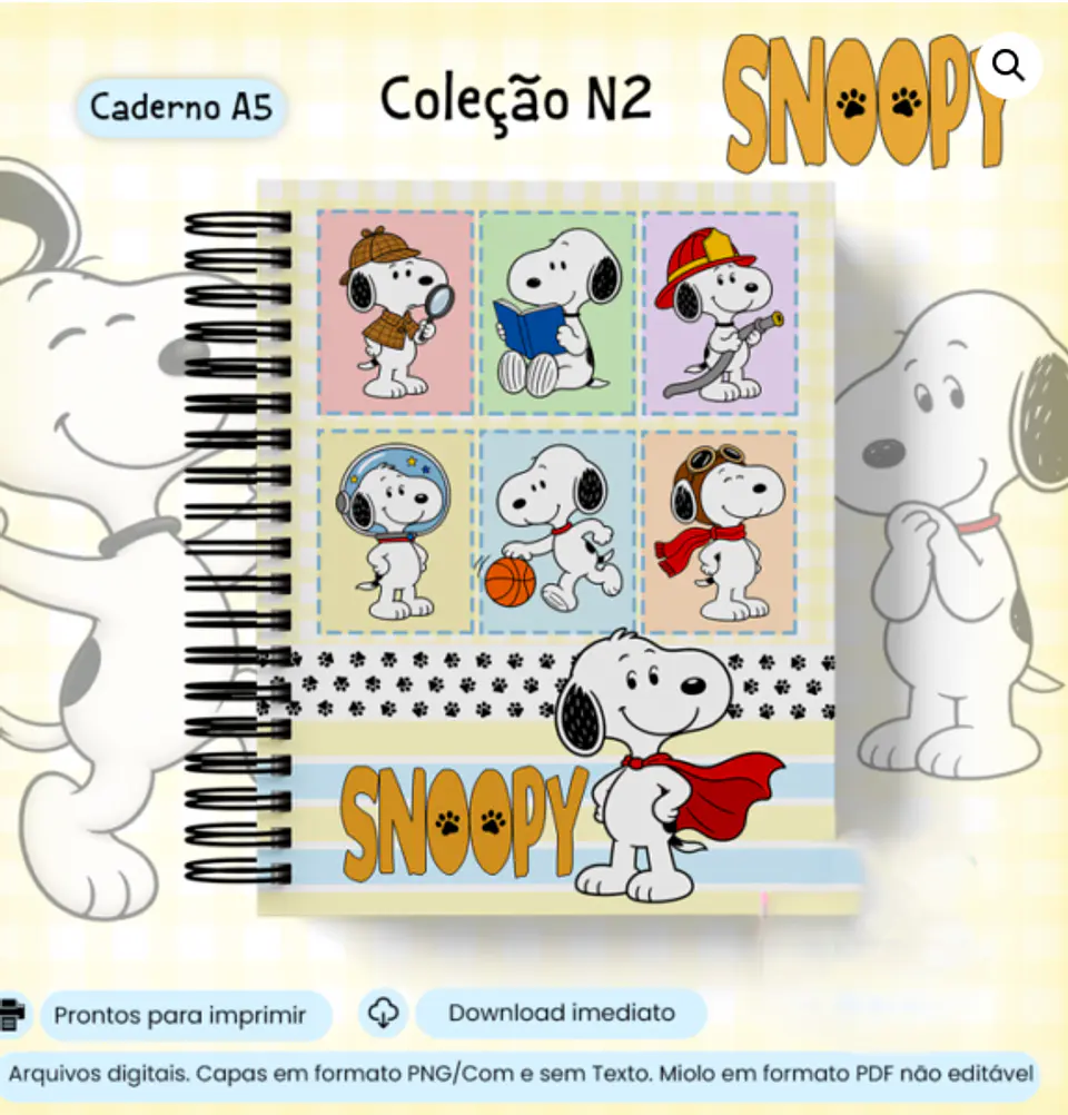 Arquivo Coleção Snoopy N2 Caderno A5 1