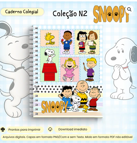 Arquivo Coleção Snoopy N2 Caderno Colegial