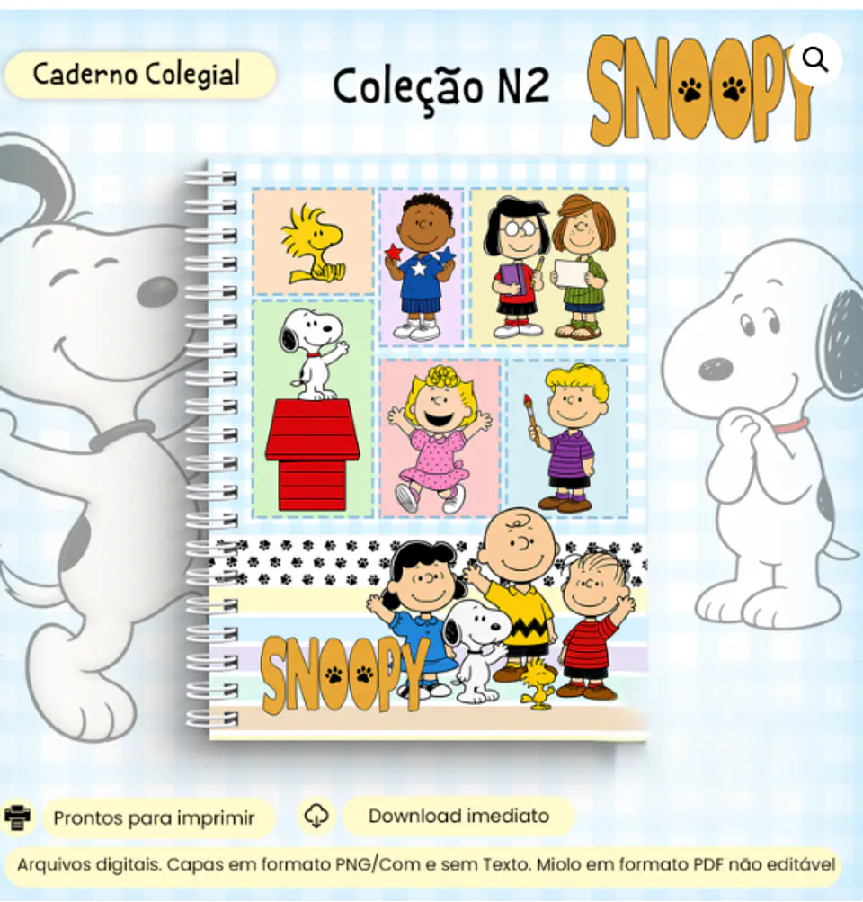 Arquivo Coleção Snoopy N2 Caderno Colegial 1
