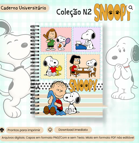 Arquivo Coleção Snoopy N2 Caderno Universitário