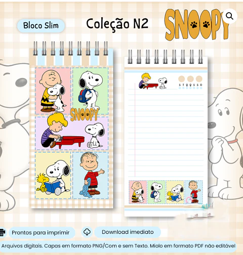 Arquivo Coleção Snoopy N2 Bloco Slim