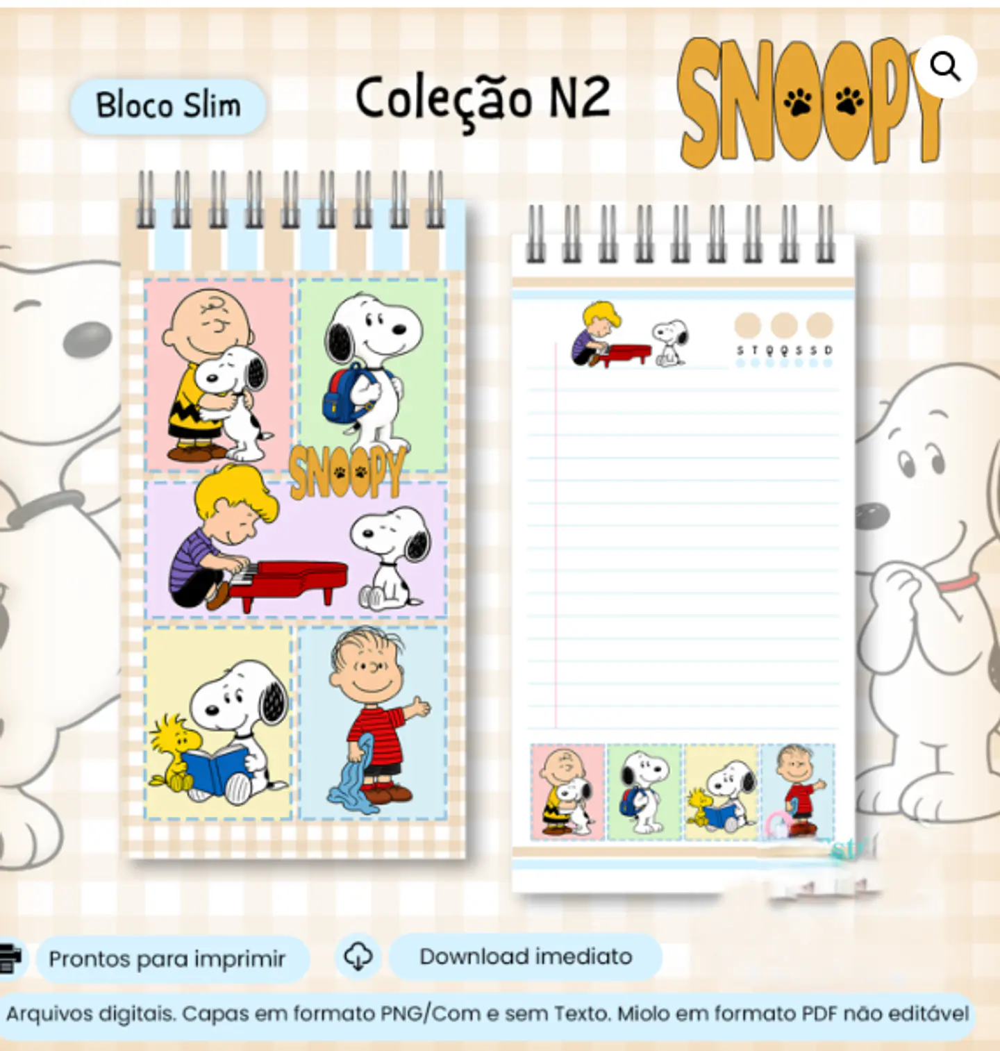 Arquivo Coleção Snoopy N2 Bloco Slim 1