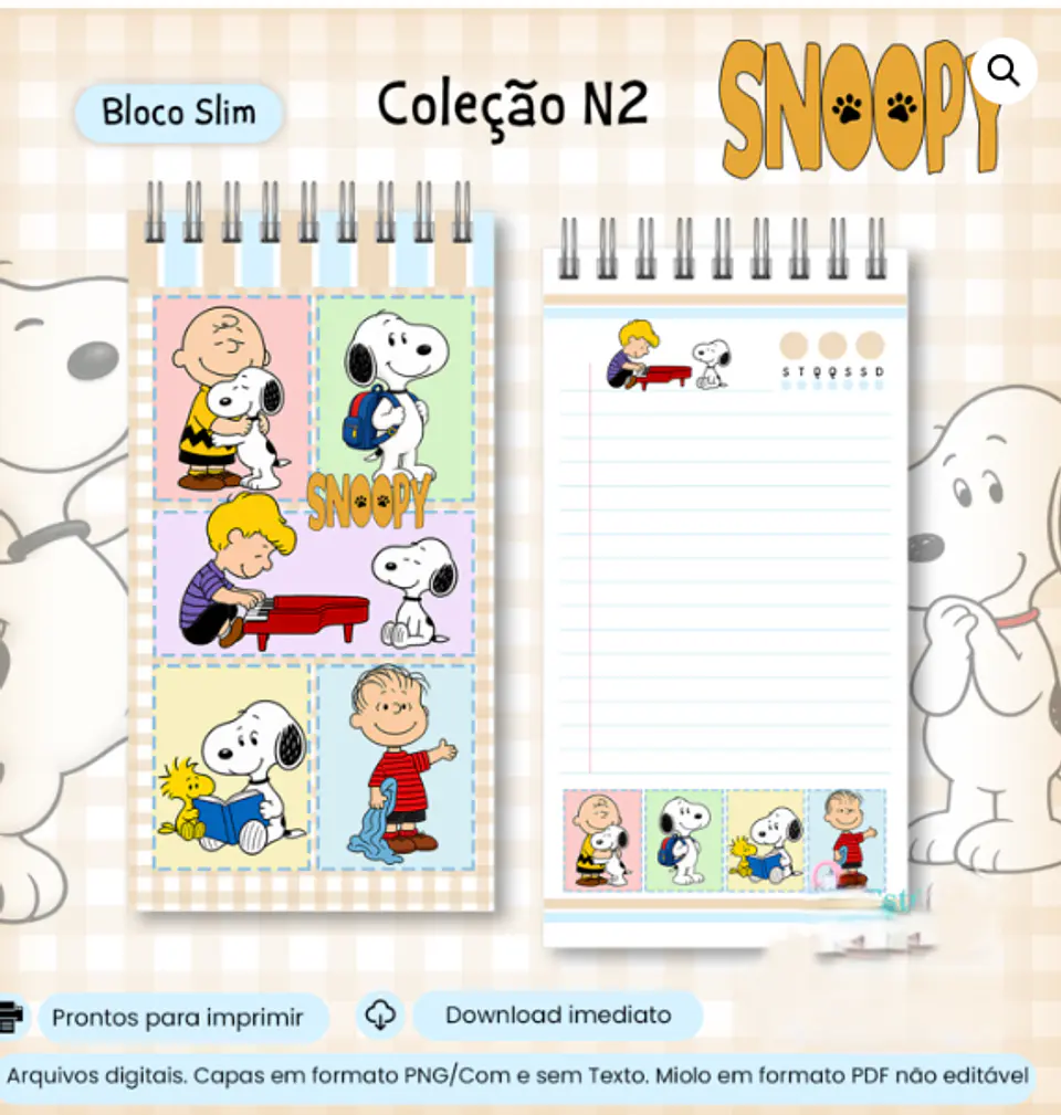 Arquivo Coleção Snoopy N2 Bloco Slim 1