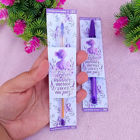 Arquivo Agosto Lilás Card Caneta
