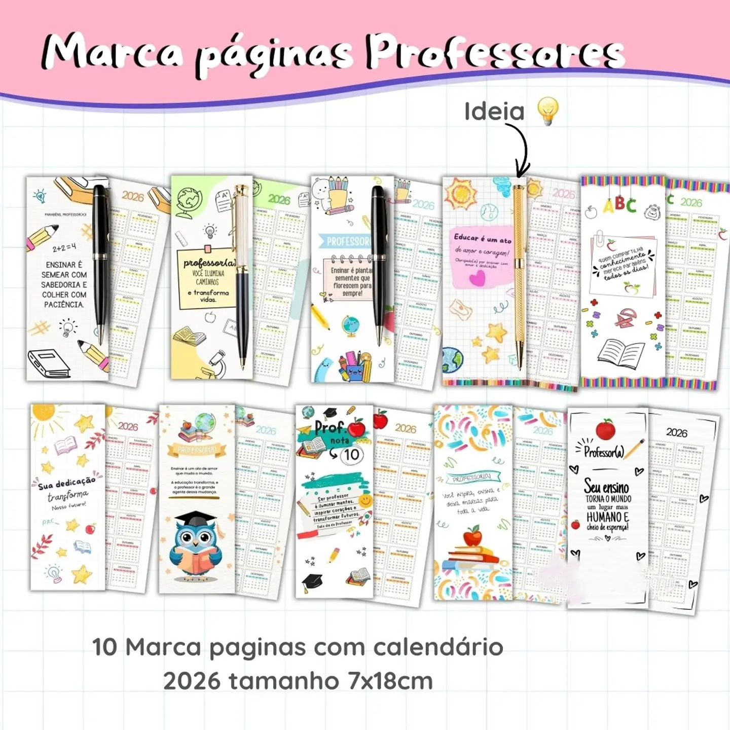 Arquivo Marca páginas Professor com Calendário 2026 1