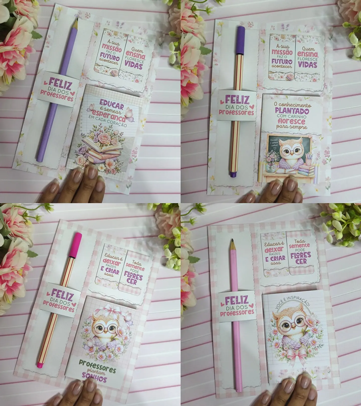 Arquivo Dia dos Professores Card para Lápis, Marcador e Mini Caderno 1