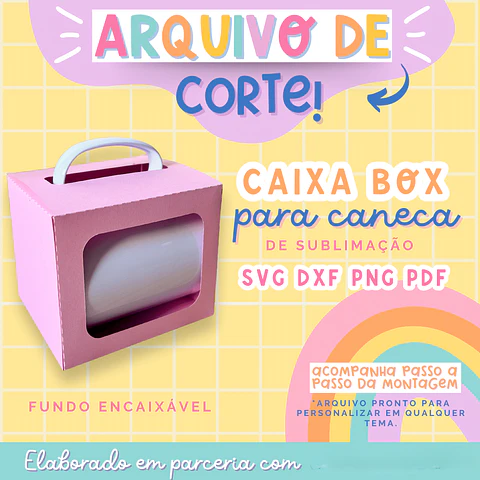 Arquivo de corte – caixa box para caneca – Ilustracin