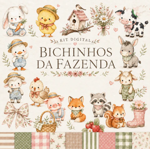 Arquivo Kit Digital Fazendinha - Bichinhos da Fazenda